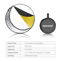 Neewer 5-in-1 Portable Round 43 in/110cm Light Reflector Collapsible Multi-Disc with Single Grip and Bag for Studio Photography Lighting and Outdoor Lighting - Gold/Silver/White/Black/Translucent