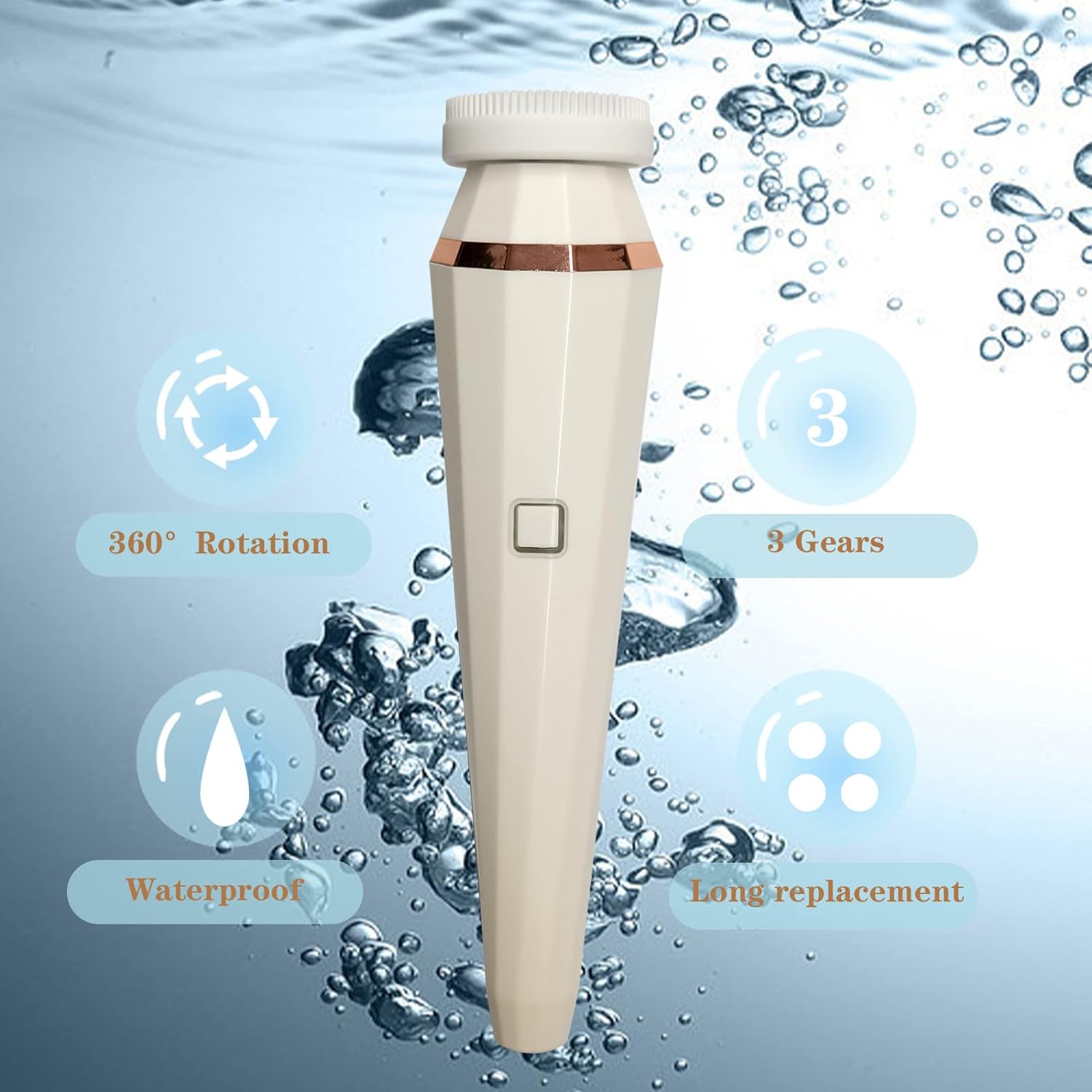 Facial Cleanser Brush Rotating Rechargeable Cleansing Instrument Waterproof Electric Face Scrubber for Women & Men Effective Cleaning and Skin Care, 4 Heads & 3 Speeds