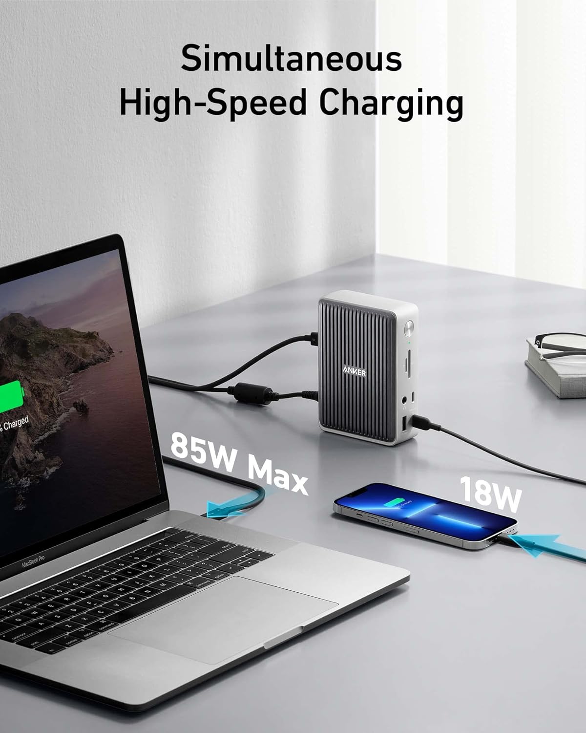 Anker Docking Station, PowerExpand Elite 13-in-1 Thunderbolt 3 Dock for USB-C Laptops, 85W Charging for Laptop, 18W Charging for Phone, 4K HDMI, 1Gbps Ethernet, Audio, USB-A Gen 1, USB-C Gen 2, SD 4.0