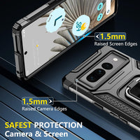 SPIDERCASE for Google Pixel 7 Pro Case【12 FT Military Grade Drop Protection】【2+Tempered Camera Lens Protector】 with 360°Rotation Kickstand Heavy Duty Full-Body Shockproof Anti-Scratch Case, Black