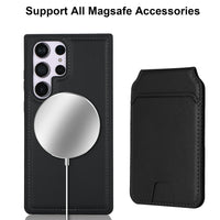 Ｈａｖａｙａ for Samsung Galaxy S23 Ultra Phone case Magsafe Compatible,for Galaxy S23 Ultra case Wallet with Card Holder for Men,for Samsung S23 Ultra Phone case magsafe Wallet Detachable-Black