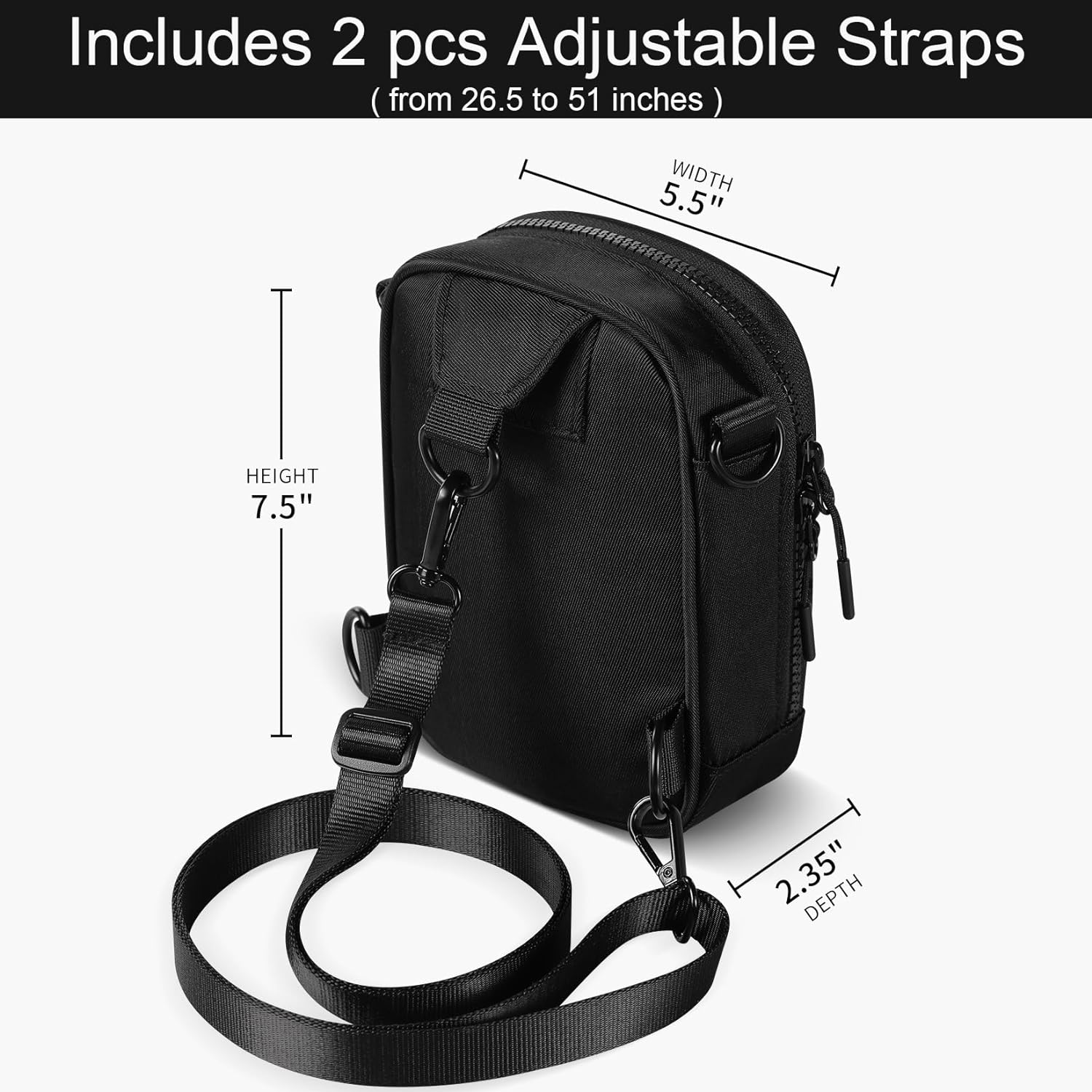 ANBEKO Small Easy Access Crossbody Bag, 6 Wearing Ways Sling Purse for Women Men Girls Travel, Fashion Mini Fanny Pack, black, one_size, Basic