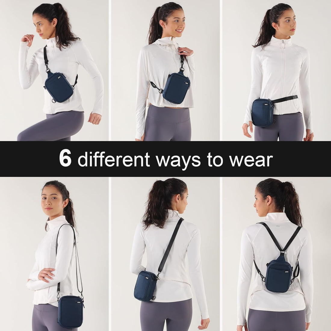 ANBEKO Small Easy Access Crossbody Bag, 6 Wearing Ways Sling Purse for Women Men Girls Travel, Fashion Mini Fanny Pack, deep blue, one_size, Basic