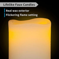 Furora LIGHTING LED Flameless Candles with Remote Control, Set of 8, Real Wax Battery Operated Pillars and Votives LED Candles with Flickering Flame and Timer Featured - White
