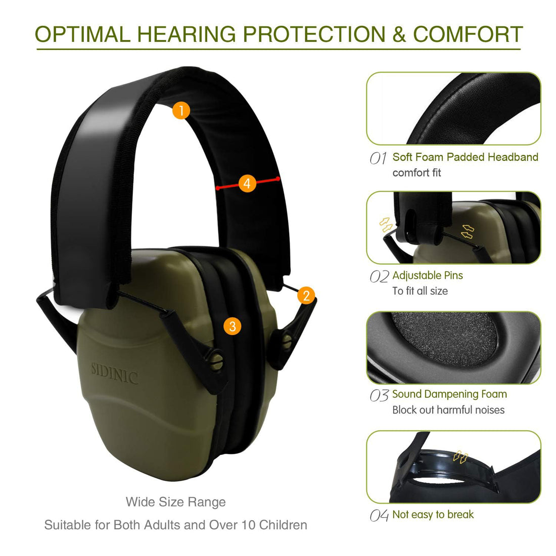 ucho 34dB Slim Noise Shooting Ear Protection - Special Designed Ear Muffs Lighter Weight & Maximum Hearing Protection