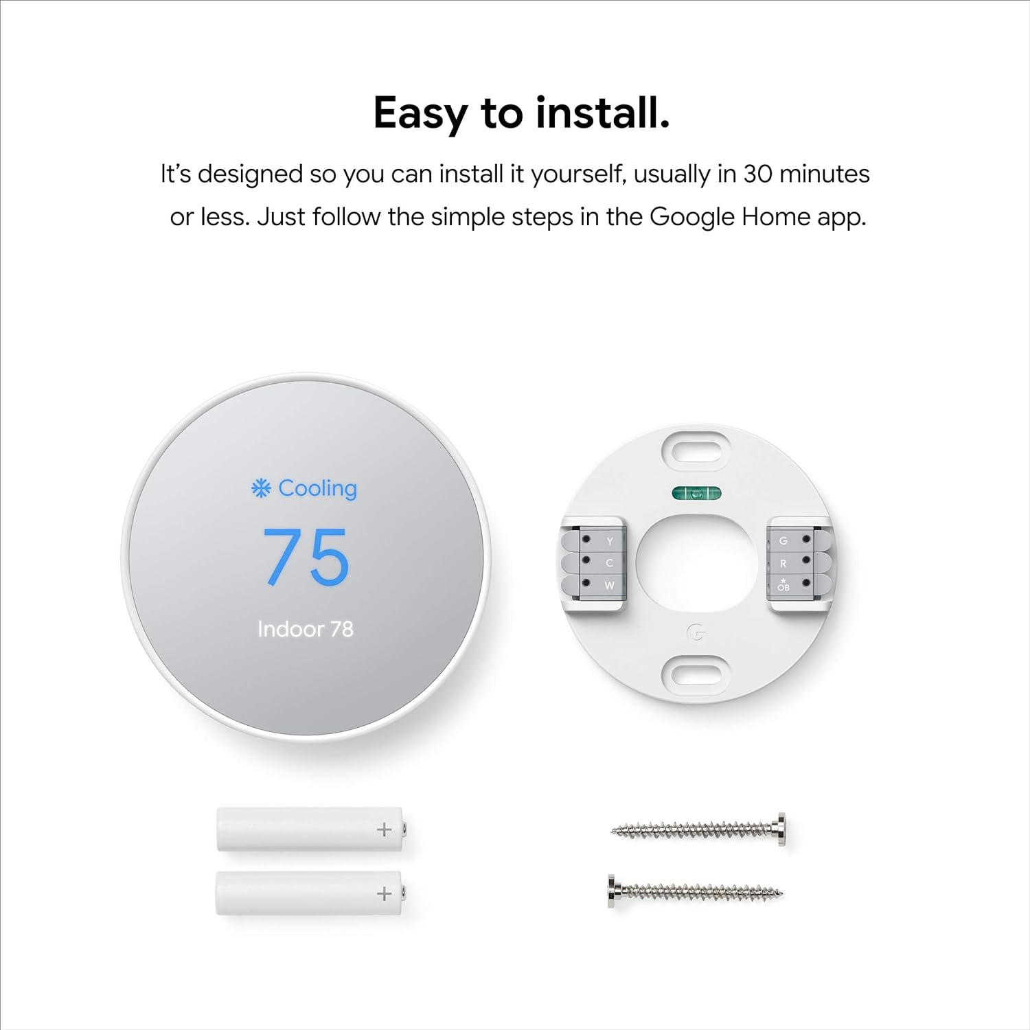Google Nest Thermostat - Smart Thermostat for Home - Programmable Wifi Thermostat - Fog
