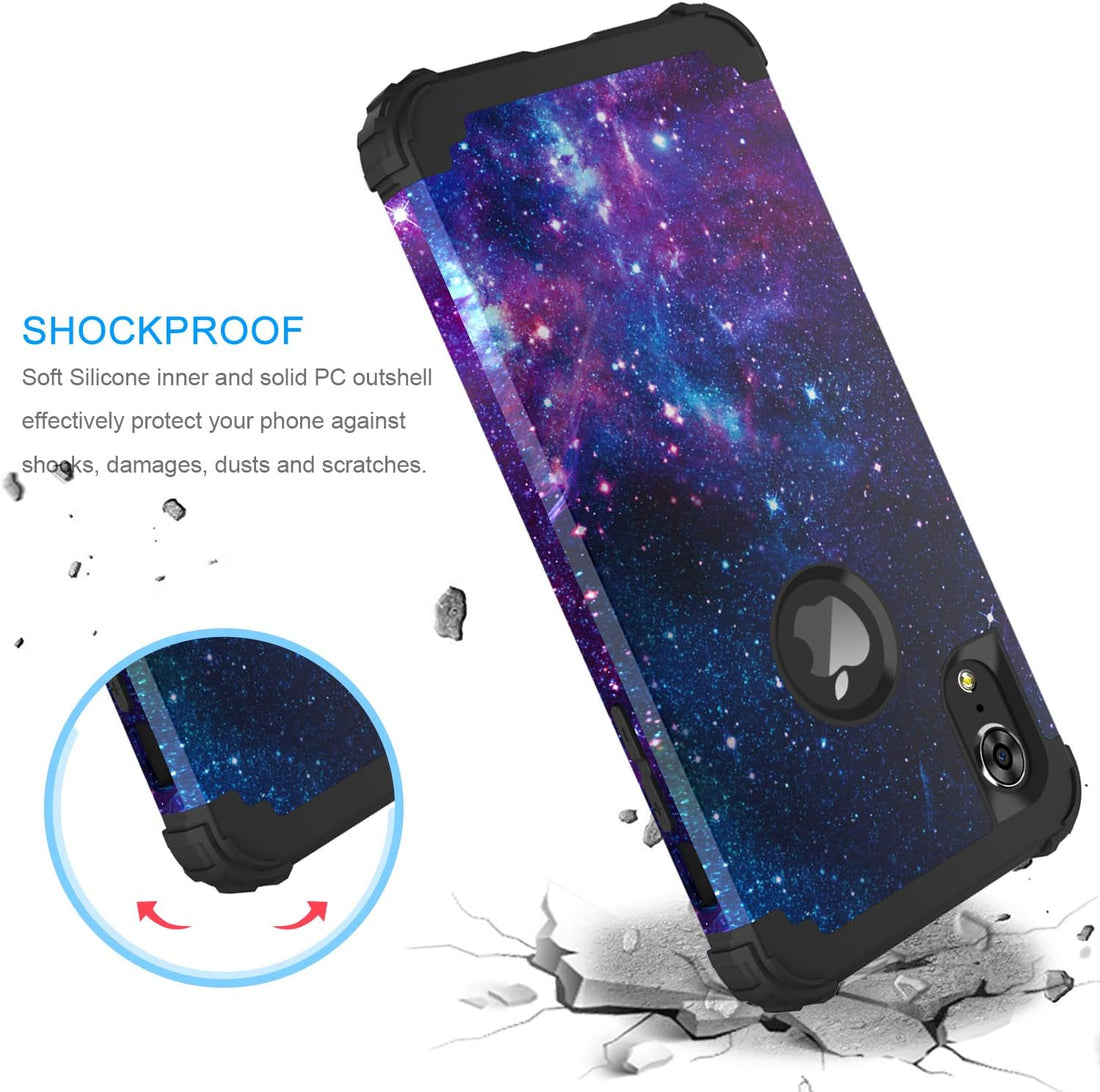 BENTOBEN iPhone XR Case, iPhone Xr Case Purple Space, 3 in 1 Heavy Duty Slim Nebula Galaxy Design Hybrid Hard PC Back Cover Soft Silicone Bumper Full Body Protective Phone Cases for iPhone XR, Space