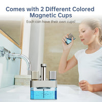 FOVVZDIL Automatic Mouthwash Dispenser for Bathroom 19.25Oz Rechargeable Electric Wall Mounted Mouthwash Dispenser Touchless with Reusable Magnetic Cups Perfect for Kids and Adults White