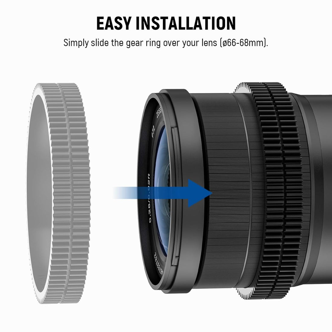 NEEWER PG008 Seamless Follow Focus Gear Ring 0.8 MOD for Ãƒ¸66-68mm Lens, Compatible with SmallRig Compatible with Tilta NEEWER Follow Focus for Canon Sony Nikon Fujifilm Panasonic Sigma Lens
