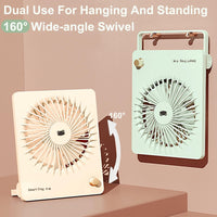 USB Desk Fan Portable Handheld Fan 10hrs Cooling USB Small Desk Fan 160° Foldable Mini Portable Fan Desktop Fan Portable Fan for Travel USB Rechargeable Personal Fan with 2000mAh Battery (Green)