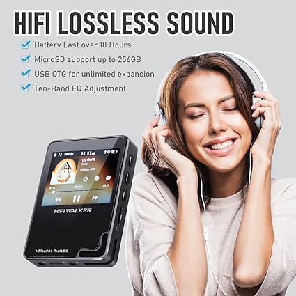 H2 Touch, Hi Res MP3 Player with Bluetooth, 2.4” HD Touch Screen, Digital Audio Player, DSD Lossless FLAC Player, Bluetooth Music Player with 64GB Memory Card, Support Up to 512GB
