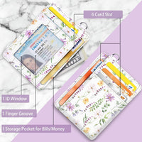 Slim Front Pocket Wallet RFID ID Card Holder Cute Small Wallet with Keychian for Women, White Daisy, Slim