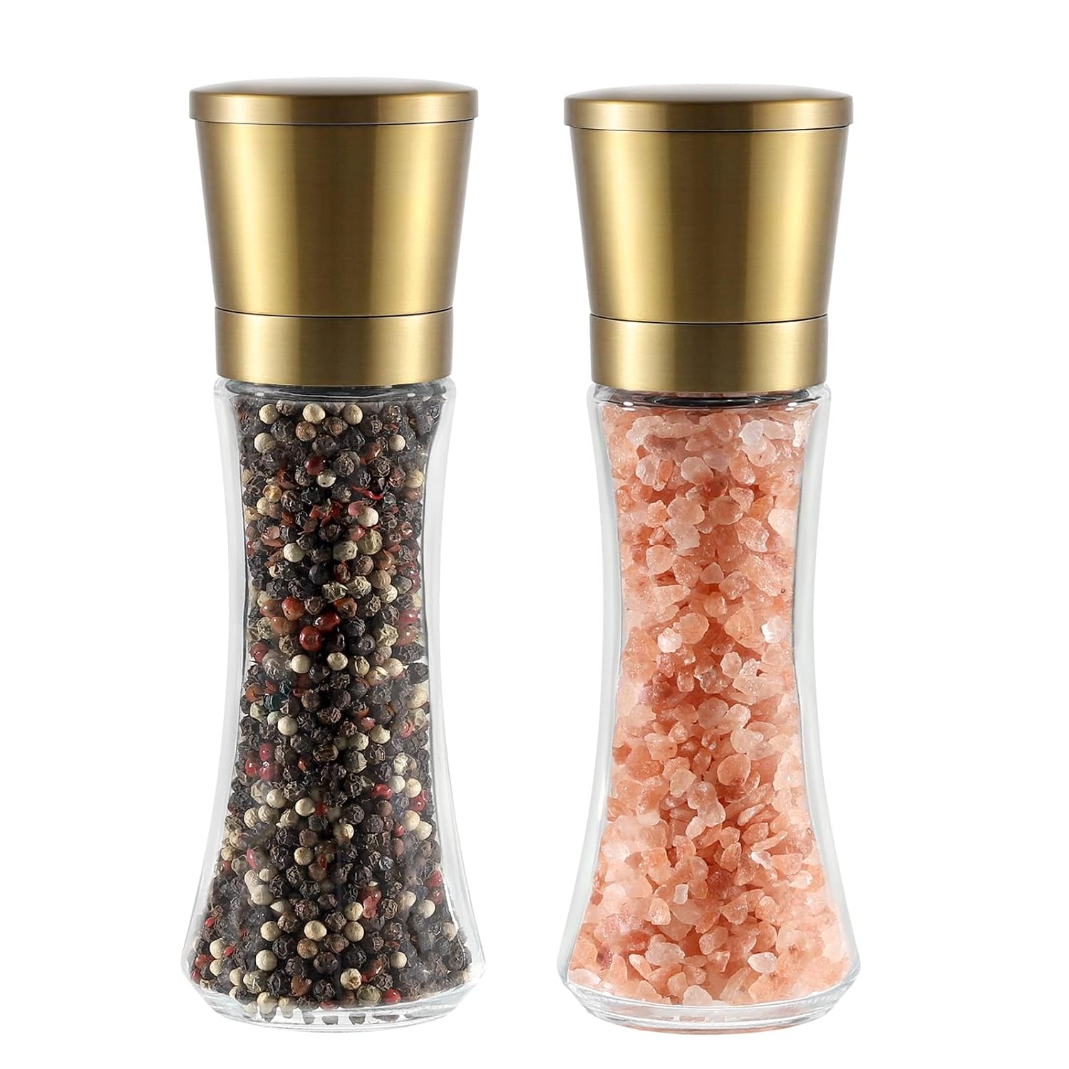 Gold Salt and Pepper Grinder Mill Set Stainless Steel Pepper Shaker Adjustable Ceramic Coarseness Salt Grinder Black Pepper Spice Grinders Mill,Kitchen Gift