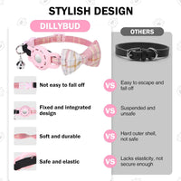 DILLYBUD Airtag Cat Collar with Bells and Bowtie - Cute Safety Elastic Band Adjustable Pet Collars with Waterproof Airtag Holder -GPS Tracker Cat Collars for Girl Boy Cats, Kitten and Puppies