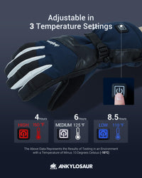 ANKLOSAUR Heated Gloves for Men and Women,Upgraded Thermal Materials, Outdoor Indoor Hand Warmer Glove, Heated Gloves Touchscreen Waterproof, for Climbing Hiking Cycling Skiing Snowboarding