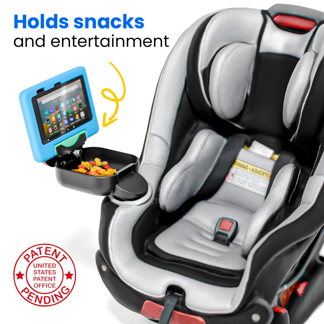 Integral Kid's Console - Car Seat Cup Holder Storage Container with Latch and Tablet Mount