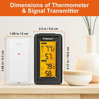 Geevon Wireless Thermometer Indoor Outdoor with Outdoor Sensor, Digital Room Thermometer with Backlight, Hygrometer Humidity Meter MIN/MAX Data Sets (Supplied with Battery)