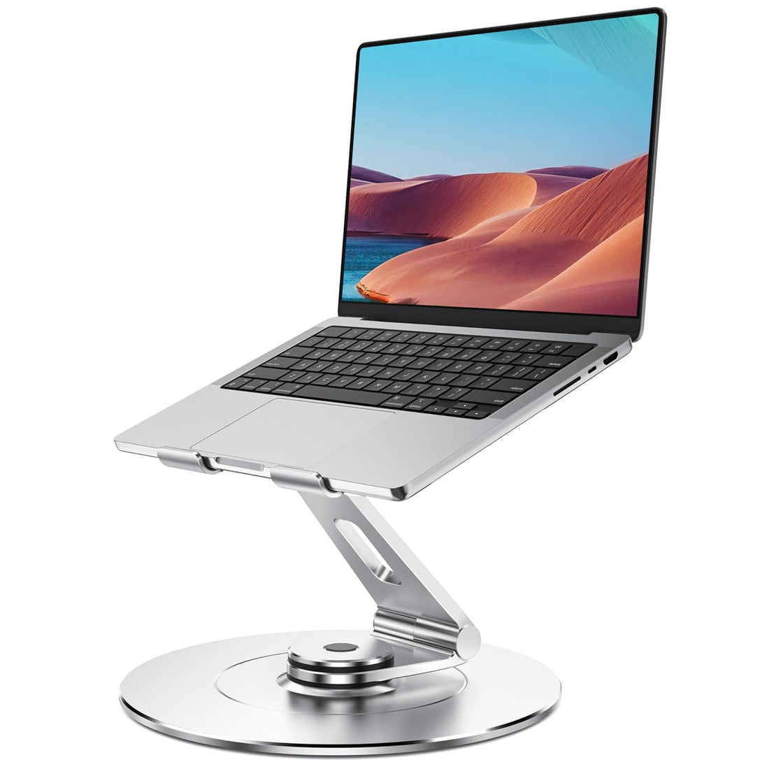 LOXP Ultra Stable Swivel Laptop Stand for Desk with 360 Rotating Base, Military-Grade Aluminum, Height Adjustable Laptop Riser, Portable Computer Stand Fits MacBook, HP, Dell, All Laptops 10"-17.3"