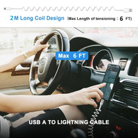[Apple MFi Certified]Coiled Lightning Cable for Carplay,Retractable Charging Cable for Car,2 Pack Short Fast iPhone Coiled Car Charging for iPhone 14/13/12/11/Pro Max/XS MAX/XR/XS/8/iPad/iPod/CarPlay