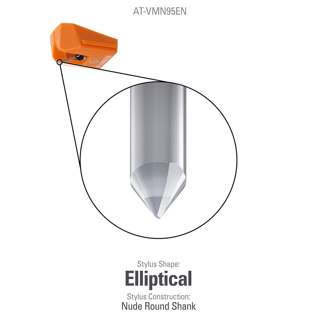 Audio-Technica AT-VMN95EN Elliptical Replacement Turntable Stylus Orange