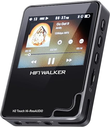 H2 Touch, Hi Res MP3 Player with Bluetooth, 2.4” HD Touch Screen, Digital Audio Player, DSD Lossless FLAC Player, Bluetooth Music Player with 64GB Memory Card, Support Up to 512GB