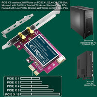 FebSmart Wireless Dual Band N600 PCIE Wi-Fi Adapter with Bluetooth 4.0 for Windows XP,7,8,8.1 10 and Windows Server (32/64bit) Desktop PCs-2.4GHz 300Mbps or 5GHz 300Mbps PCIE Wi-Fi Card (FS-N600BT)