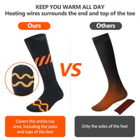Heated Socks for Men Women, 5V/5000mAh Battery Powered Rechargeable Electric Heated Socks, Electric Heating Socks with APP Remote Control, for Hunting Winter Skiing Outdoors(Orange Black-L)