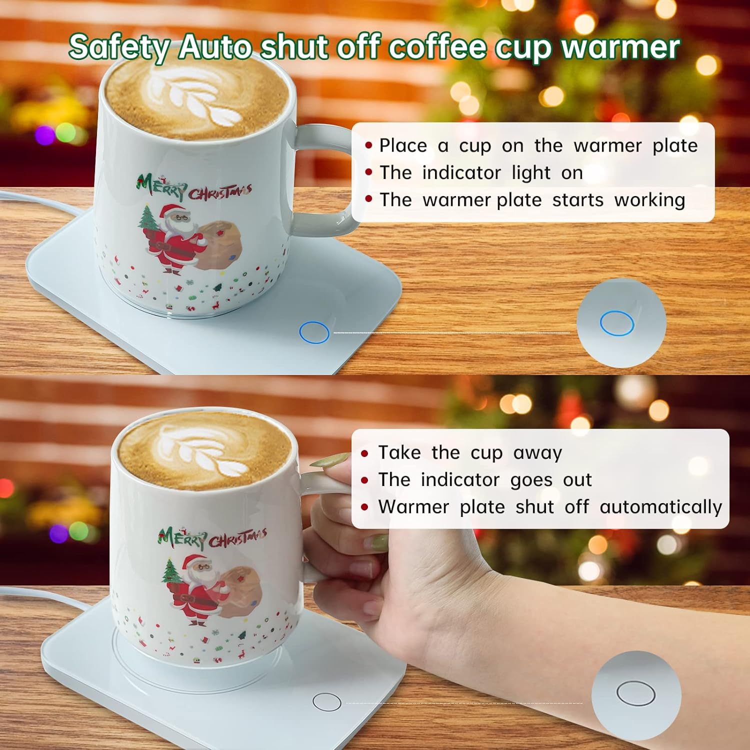 Misby Mug Warmer, Coffee Warmer with Mug Set, Coffee Cup Warmer for Desk Auto Shut Off Keeps Tea, Cocoa, Milk Hot for Office, Home, Travel, Use, Christmas/Birthday Gift (Include Cup)