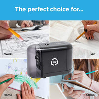 LD Products Professional, Home & Office Automatic Electric Pencil Sharpener ââ‚¬â€œ Batteries & Wall Power Supply Included, Ideal for Regular, No. 2 and Colored Pencils, Small, Durable, Kid Friendly
