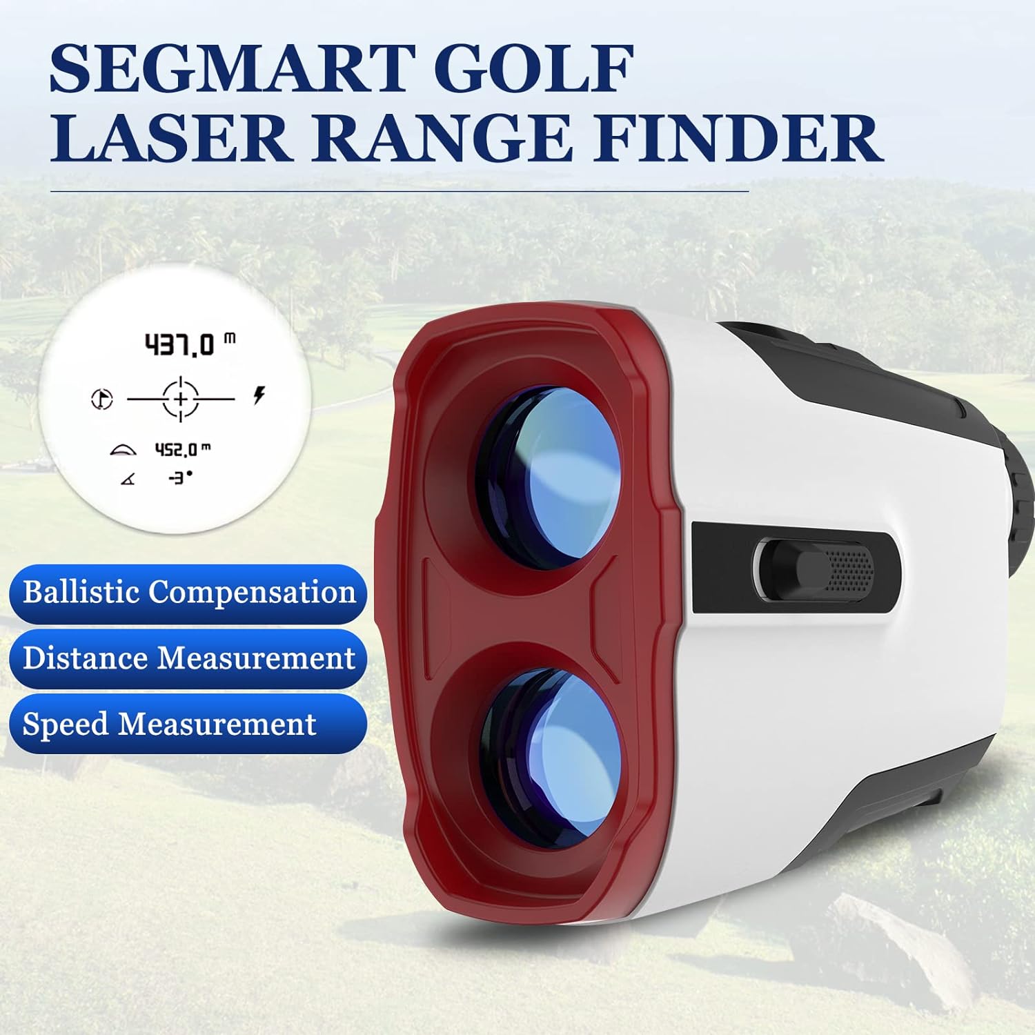 Segmart Golf Rangefinder 7X Magnification Clear View Laser Range Finder, Slope Function, 900 Yards Distance Measuring with High-Precision Flag Pole Locking, Rechargeable Battery and Continuous Scan