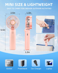 Hssio Handheld Fan, Mini Hand Held Fan Portable with Lanyard, 4000mAh Adjustable Angle Personal Small Desk Table Fan for Women Men, Electric Neck Fan USB Fans Rechargeable for Outdoor Indoor
