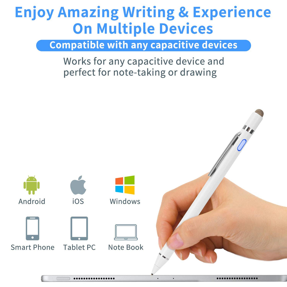 Stylus for 2021 iPhone 13 Pro Max Pencil, EVACH Digital Pencil with 1.5mm Ultra Fine Tip Stylus Pen for 2021 iPhone 13 Pro Max, White