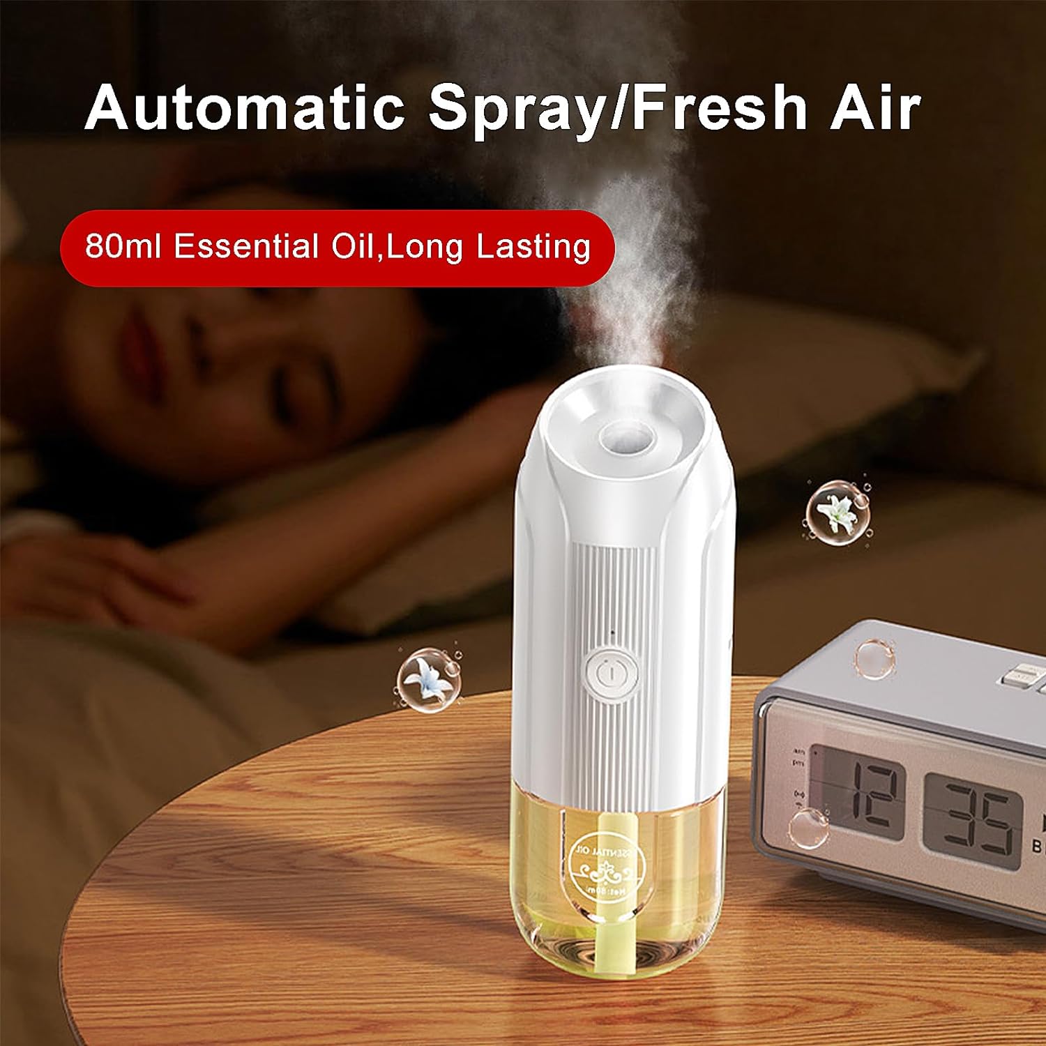 Mini Essential Oil Diffuser, Ultrasonic Mist Air Fresheners for Home with 80 ml Shangri-La Essential Oils,Wireless Scent Diffuser,3 Adjustable Aroma Mode, Automatic Spray Lasts Up to 35 Days