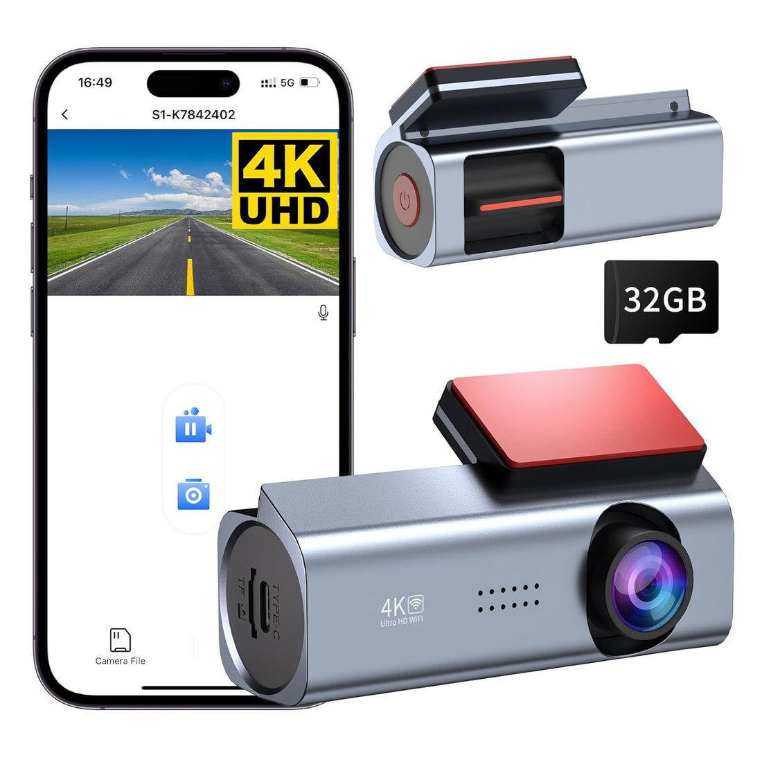 Cosuvow Dash Cam 4K Front Dash Camera for Cars 2160P WiFi Dashcam with APP 24 Hours Parking Mode WDR Free 32G Card G-Sensor Loop Recording Night Vision