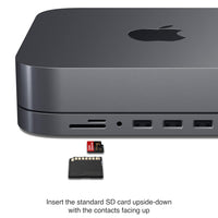 Satechi USB C Hub - Type-C Aluminum Stand & Hub - USB-C Data Port, Micro/SD Card Readers, USB 3.0 & Headphone Jack Port - for M2/ M1 Mac Mini, Mac Studio, 2020 & 2018 Mac Mini(Space Gray)