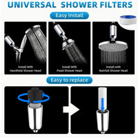 REINVIGU 18 STAGE filtered shower head with handheld clean hard water high out put flow with strong pressure,remove chlorine/fluorine to softener with long hose