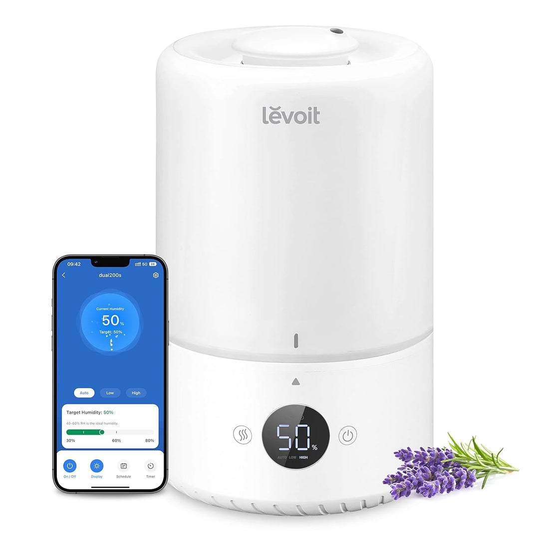 LEVOIT 3L Top Fill Humidifier, 360° Rotating Nozzle Cool Mist Humidifier, 300 ml/H Mist Volume, 26 dB Quiet, 25H BPA-Free Room Humidifier & Aroma Diffuser for Children's Room, Bedroom, Plants