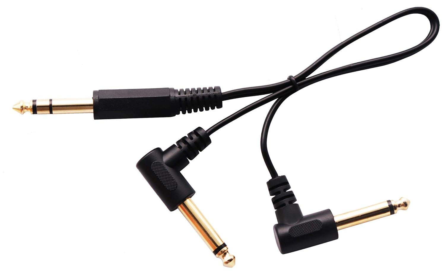 zdyCGTime 6.35mm to 26.35 Audio Y Splitter Cable,Gold Plated 90 Degree 1/4 Inch 6.35mm Male TRS Stereo to 2(Dual) 6.35mm 1/4 Inch Male TS Mono Right Angle Y Splitter Audio Cable(30CM/12Inch)