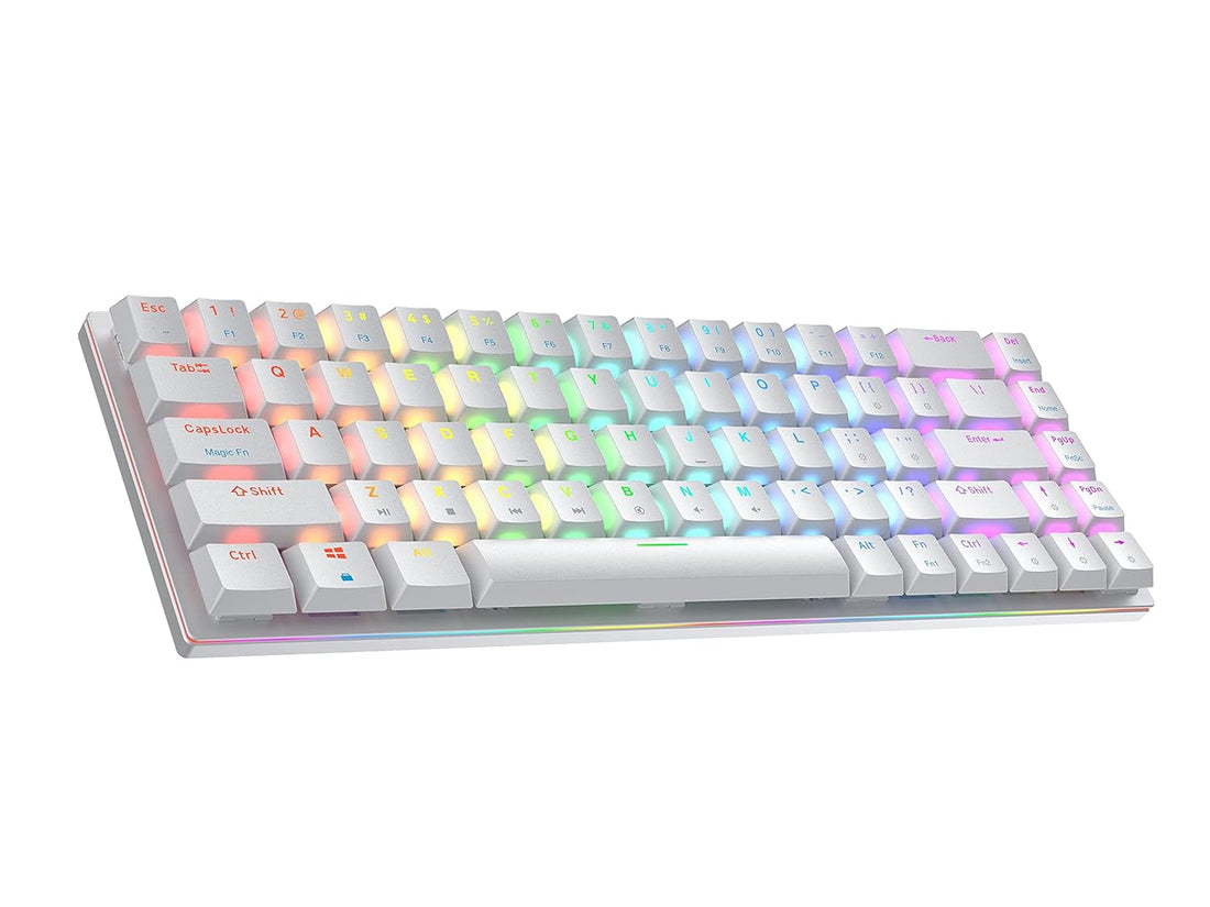 Ranked G65 Guardian 65% | Full Aluminum Frame | Ultra Slim Hot Swappable Mechanical Gaming Keyboard | 68 Keys Multi Color RGB LED Backlit for PC/Mac Gamer (White, Gateron Low Profile Blue)