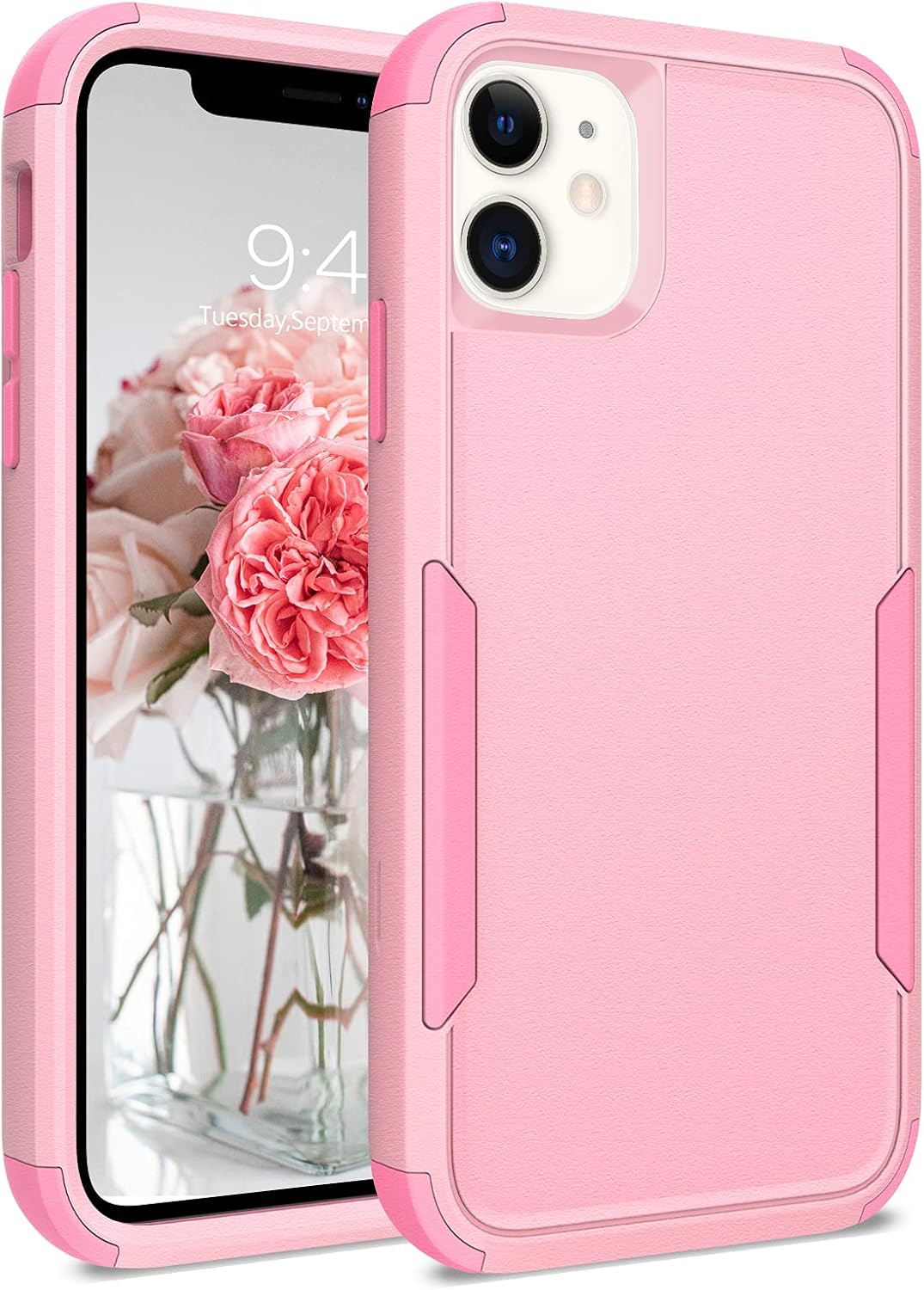 BENTOBEN iPhone 11 Case, Phone Case iPhone 11, Heavy Duty 3 in 1 Full Body Rugged Shockproof Hybrid Hard PC Soft TPU Bumper Drop Protective Girls Women Boy Men Covers for iPhone 11 6.1", Pink Design