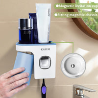 Toothbrush Holders for Bathrooms Toothpaste Dispenser Blue- Cup Automatic Toothpaste Squeezer Wall Mounted, Ideal Bathroom Accessories Organization
