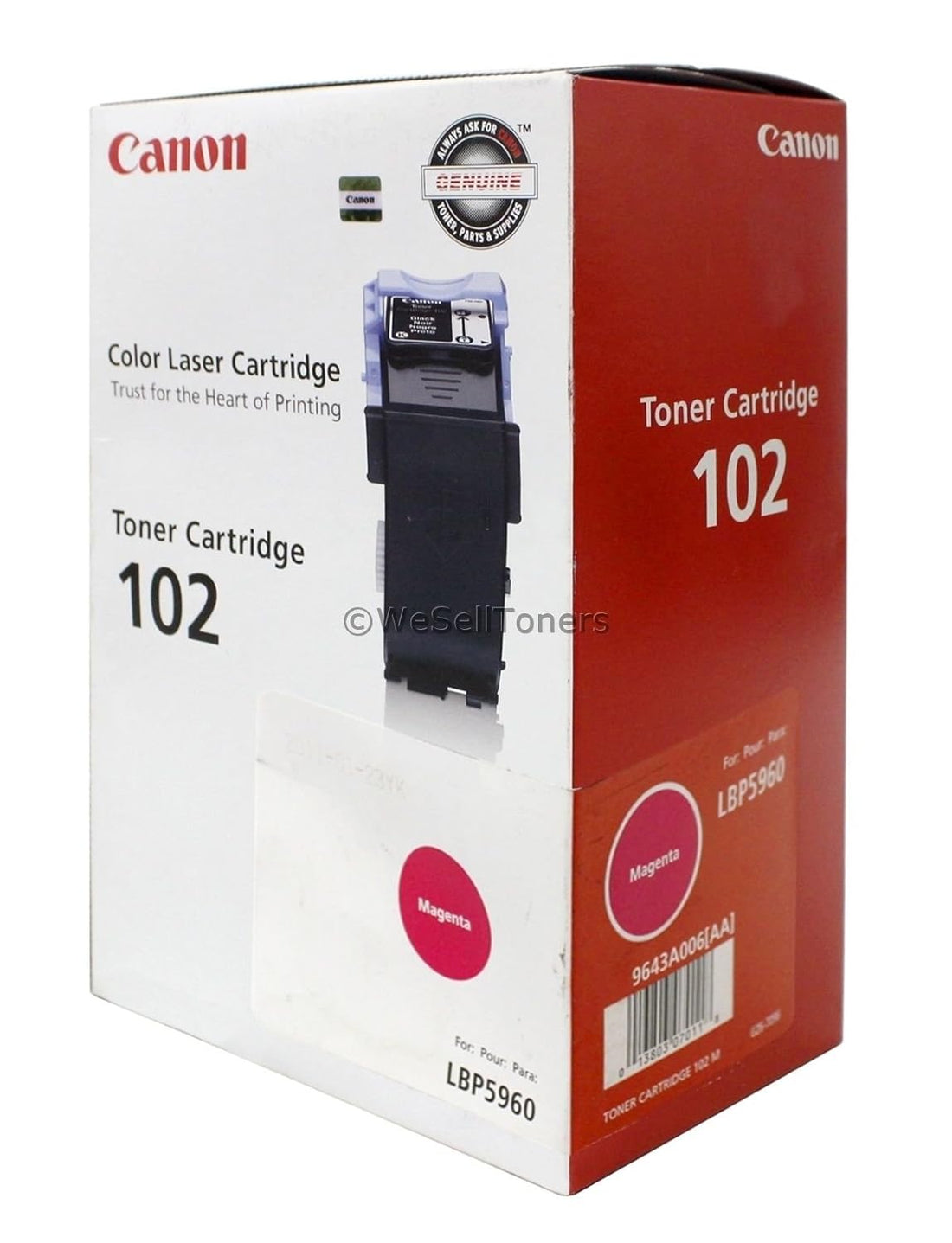 Canon 9643A006AA (CRG 102M) Genuine Toner Cartridge, 6000 Page-Yield, Magenta