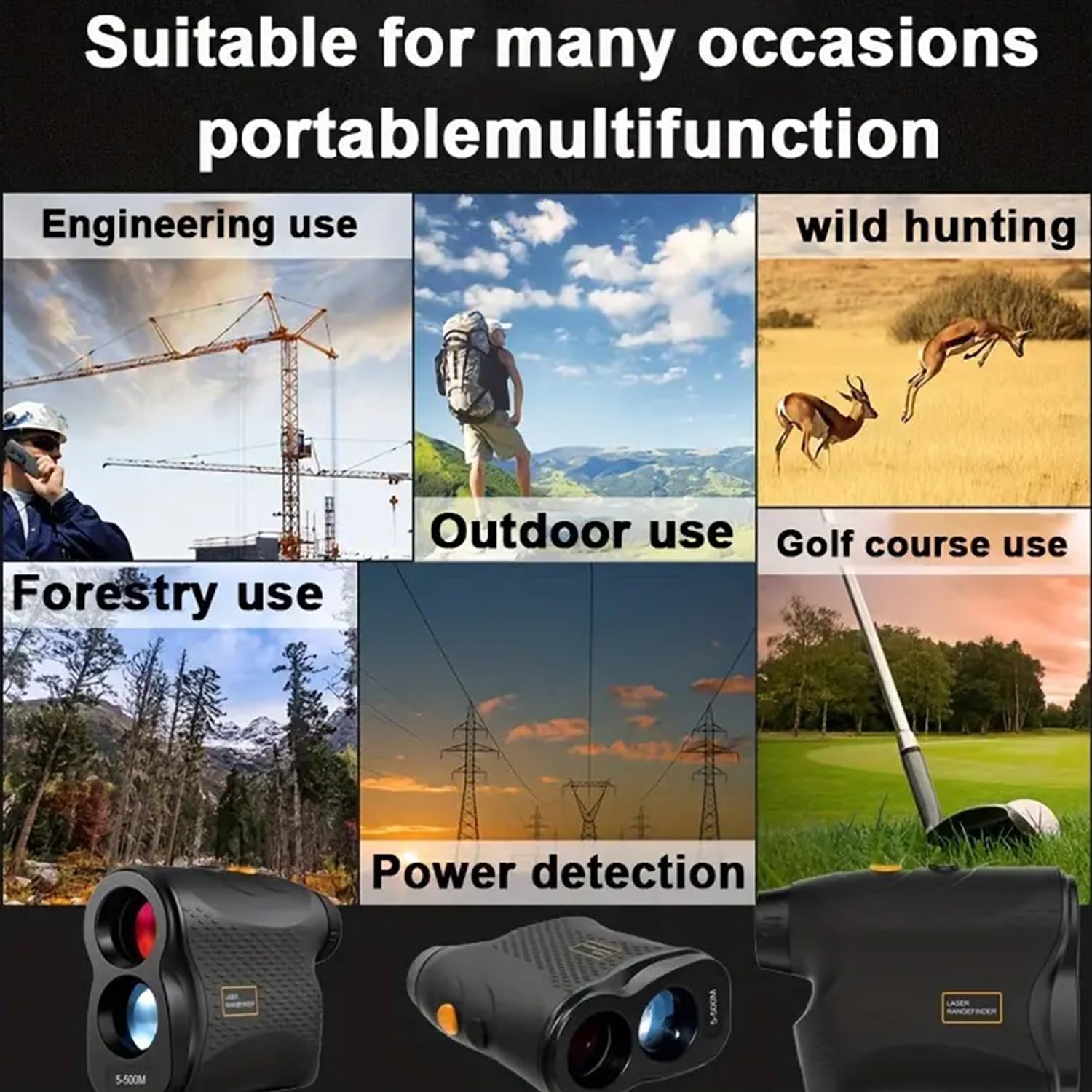 Golf Rangefinder 550Yards Laser Range Finder with Speed Test,Fog Mode,Golf Laser Rangefinder for Golfing & Hunting with Flag Lock, 6X Magnification, IP54 Waterproof (Black)