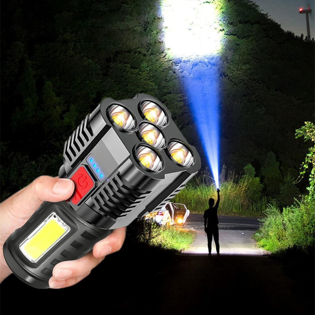 VEMMIO Five Explosion Led Flashlight,Waterproof Super Bright Rechargeable Camping,Portable Flashlights for, Flashlights High Lumens, Flashlights,Table Lamp Outdoor Lighting