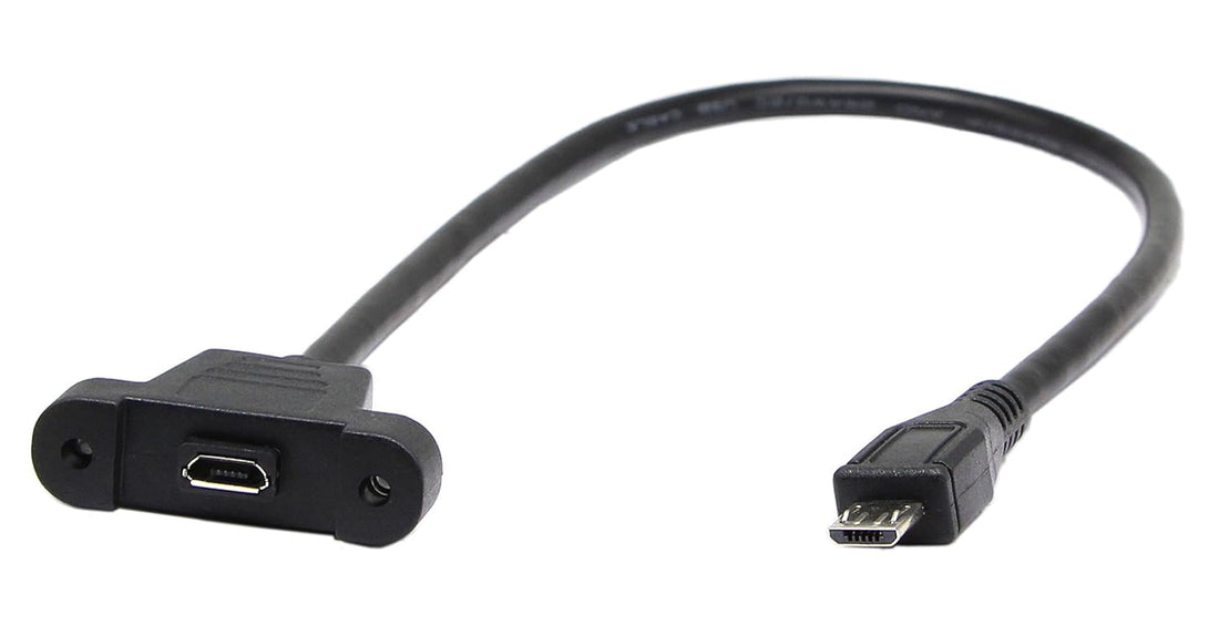 CGTime (30cm) Micro USB Panel Mount Cable, Micro USB Male to Micro Female Ear Screw Install the pane Data Extension Cable, Sync Charging and Data Transferring Cable (Micro USB)