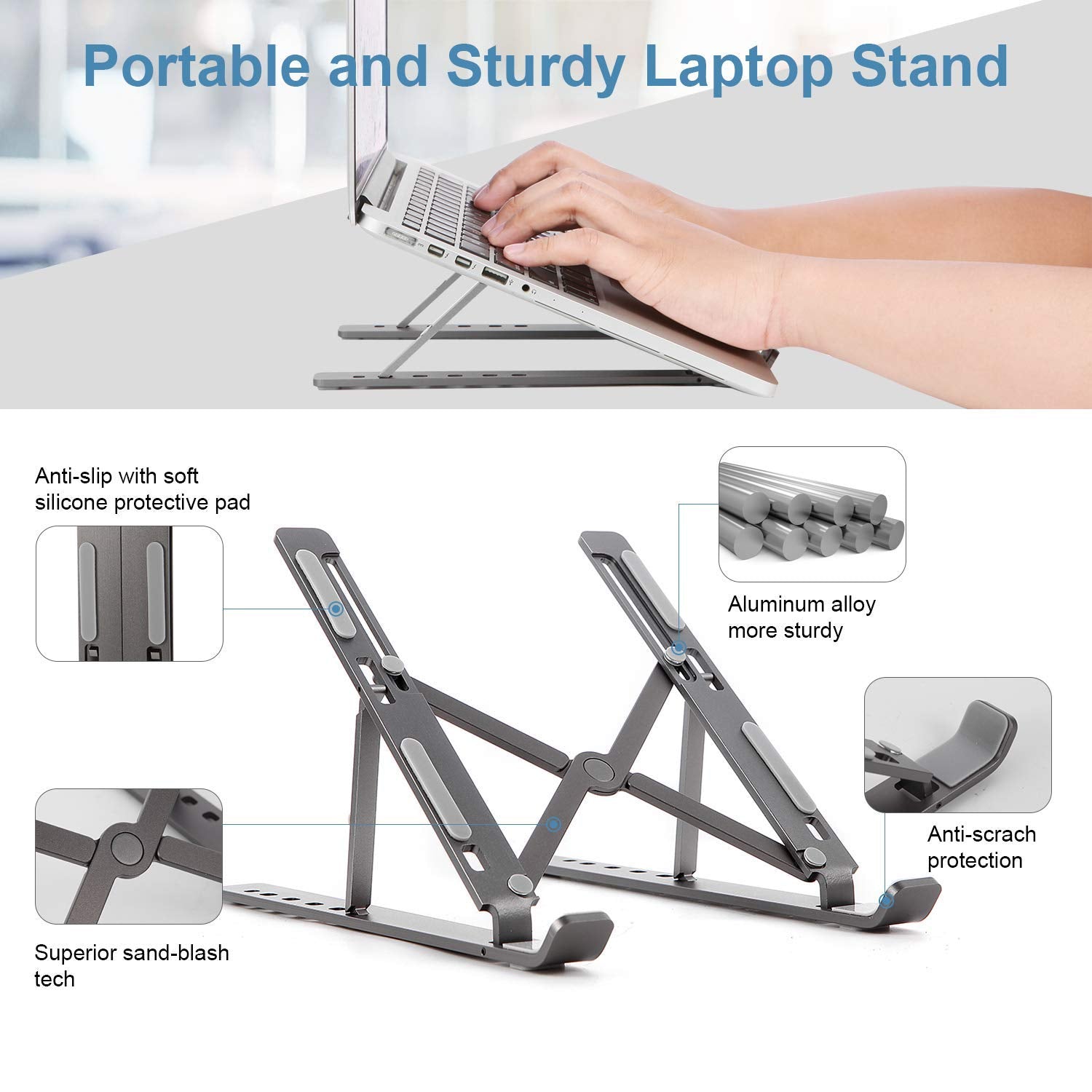 Laptop Stand for Desk, Laptop Riser,Aluminum Alloy Laptop Holder Compatible with 10-15.6 Inch MacBook PC-Notebook Tablet…