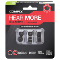 Comply Tx-200 Isolation Plus Earphone Tips (Black, 3 Pairs, Large)
