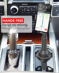 APPS2Car Solid Cup Holder Phone Mount for Car Truck with Quick Extension Long Arm Fast Swivel Adjustable Height 360 Rotatable, Low Profile Universal Mobile Mount Compatible with All Cell Phones iPhone