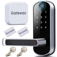 Smart Lock, Keyless Entry Door Lock, Smart Door Lock, Smart Lock for Front Door, Door Lock with Keypad, Fingerprint Door Lock, Biometric Door Lock, Digital Door Lock (Gateway Included)