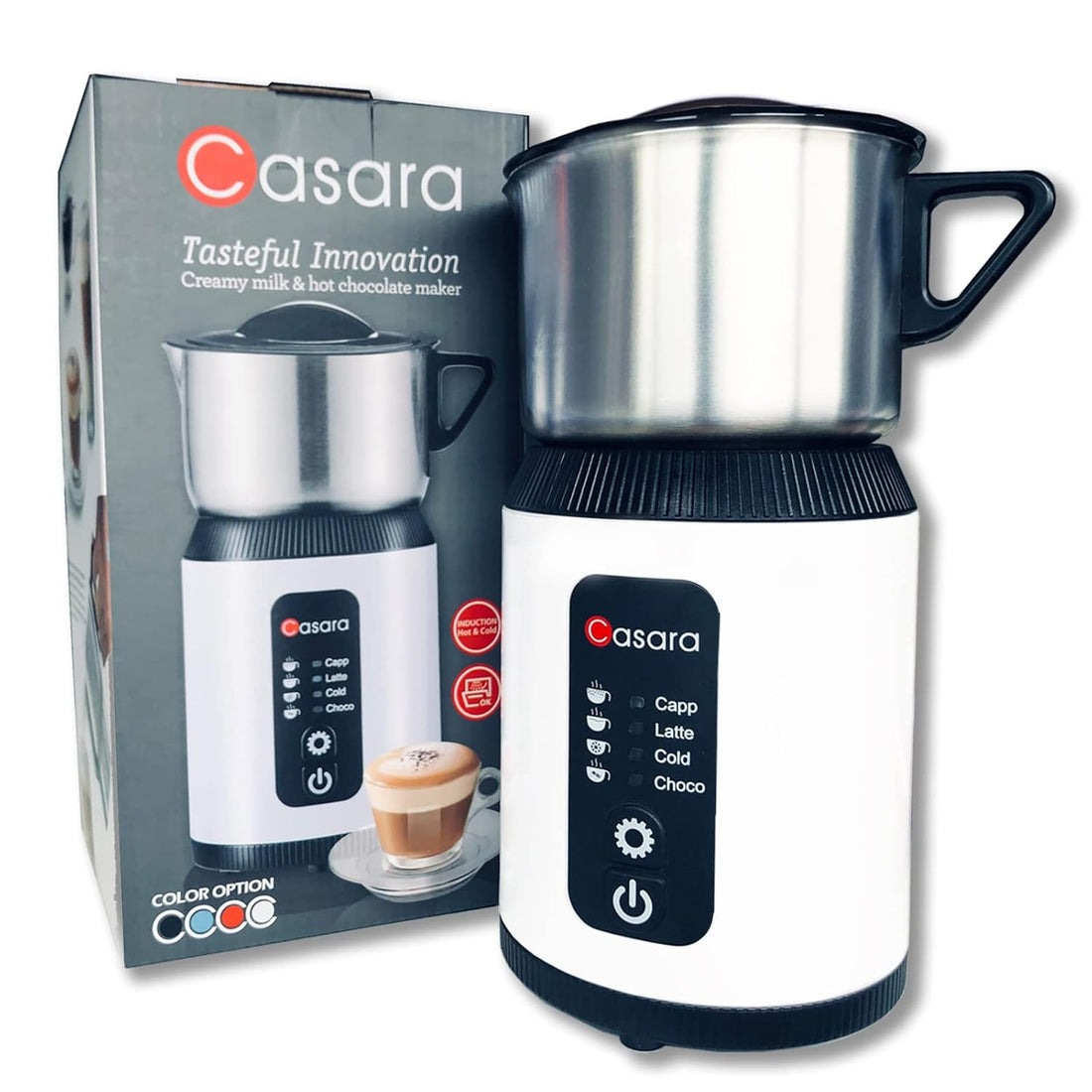 Casara Milk Frother - Electric Milk Frother and Warmer for Coffee, Cappuccino, Latte, Hot Chocolate,Matcha - Hot Chocolate Maker with Detachable Stainless Steel Milk Jug- Dishwasher Safe, BPA Free